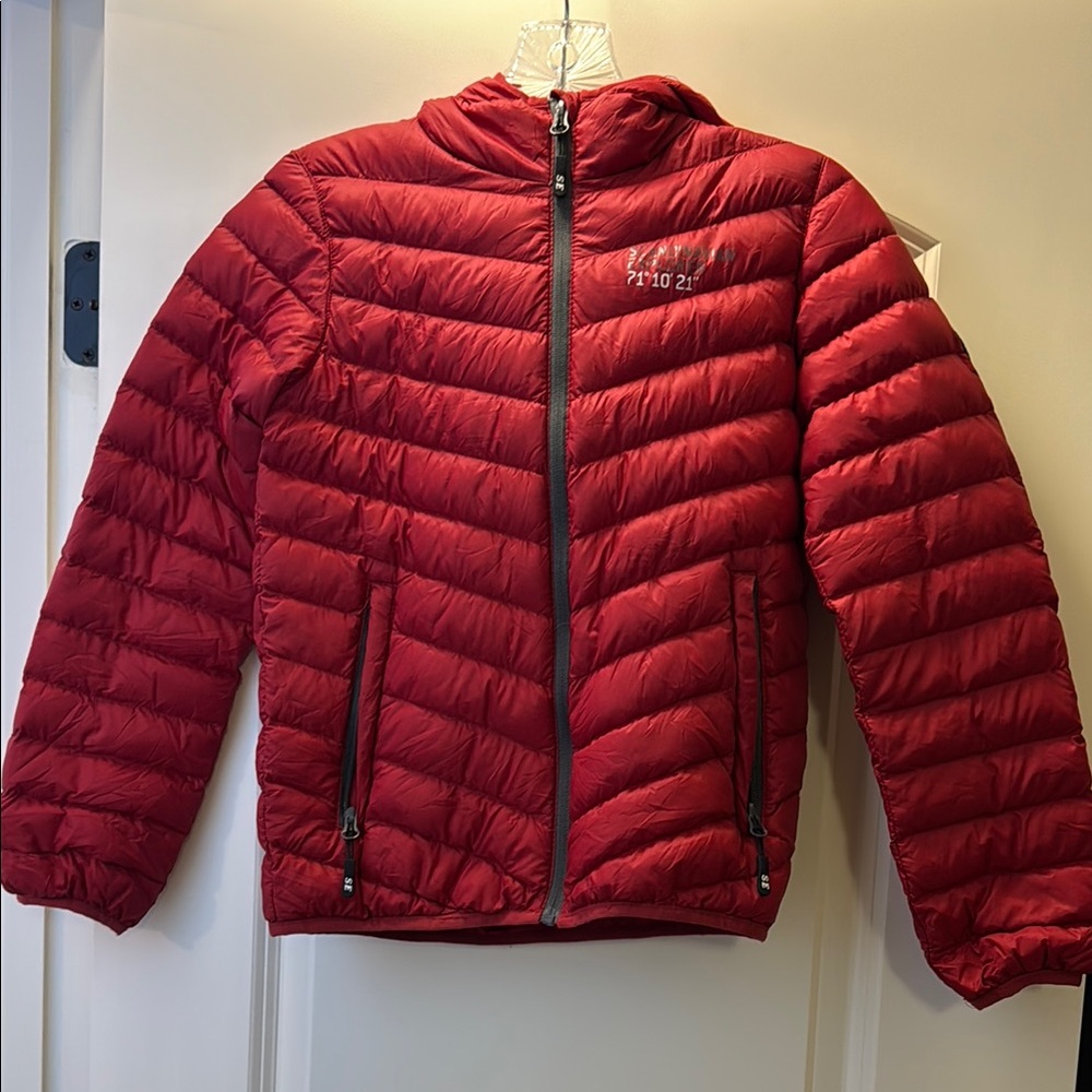 Red Puffer Jacket with Logo